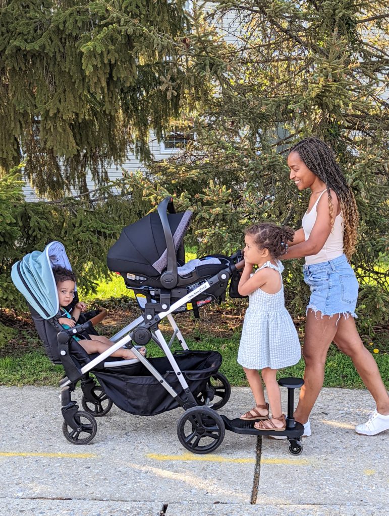 Double stroller with riding board on sale