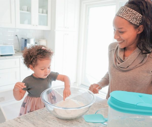 touching flour