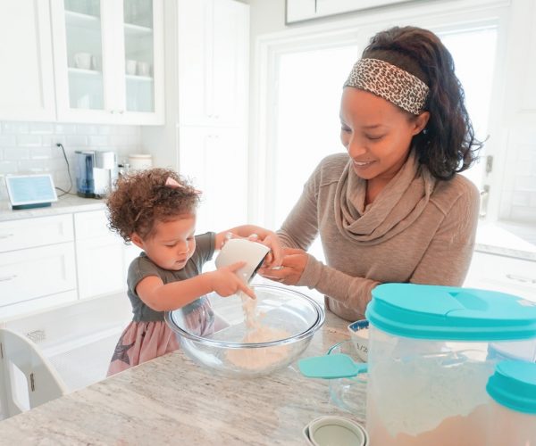 pouring flour